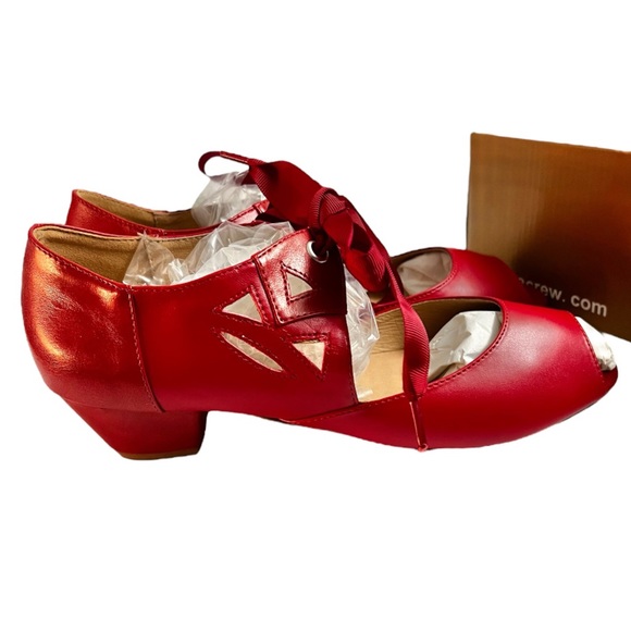 Chelsea Crew Sonia Cherry Red Retro Peep Toe Heel Sandals, Size 7.5 - New In Box - Picture 2 of 12
